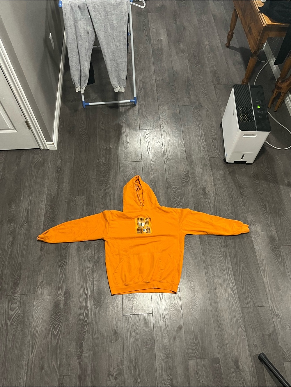 Men's Orange Zip-Up Hoodie with Front Graphic